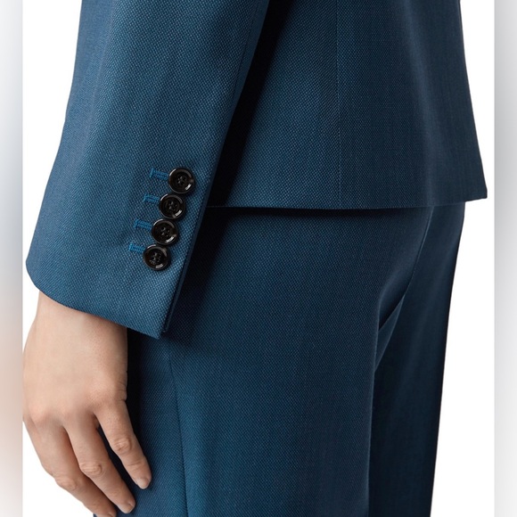 NWT Hugo Boss blue jade Janera cotton blazer US 16 lined, pockets, CLASSY $545 - Picture 2 of 16